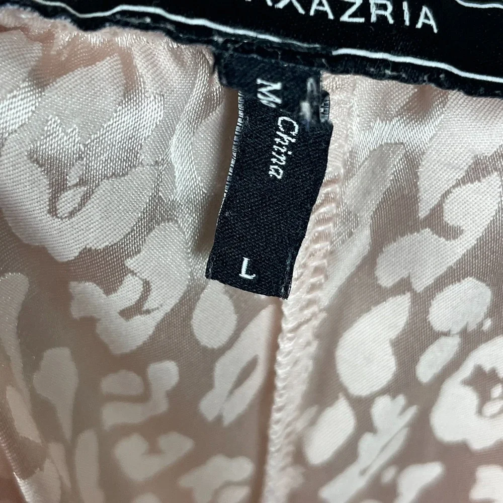 BCBG MaxAzria Satin Pajama Set Size L Pale Pink Leopard Print Monotone Luxe‎